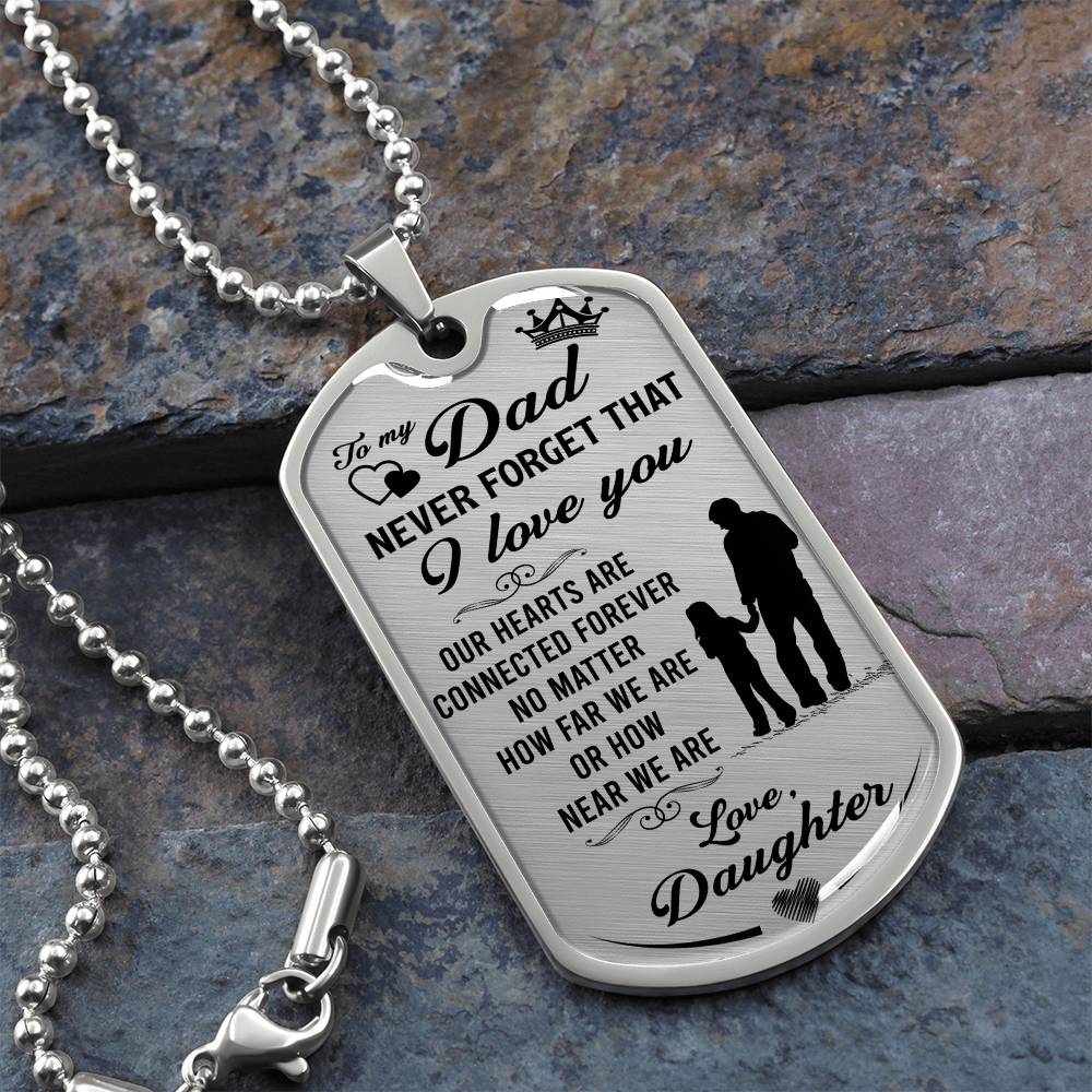 Dad - Interlocked Hearts Dad & Daughter - Dog Tag