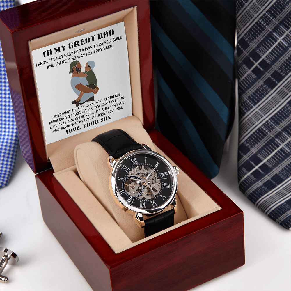 Dad - No Matter How Far I Go - Men's Openwork Watch