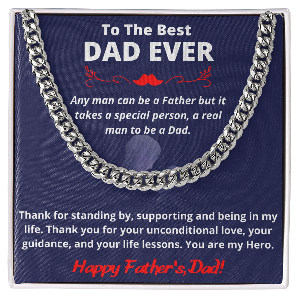 Happy Father's Day, Best Dad Ever | 14K Gold Cuban Link Chain Necklace