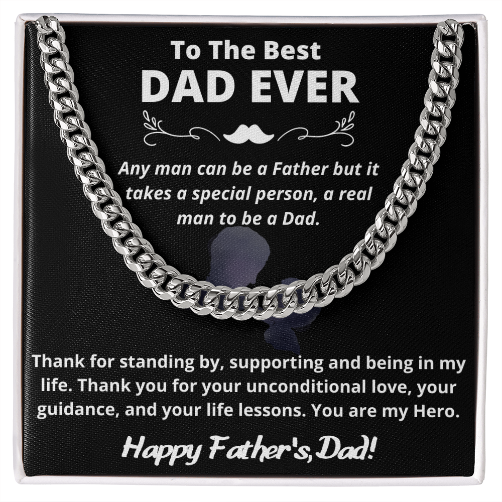 Happy Father's Day, Best Dad Ever | 14K Gold Cuban Link Chain Necklace