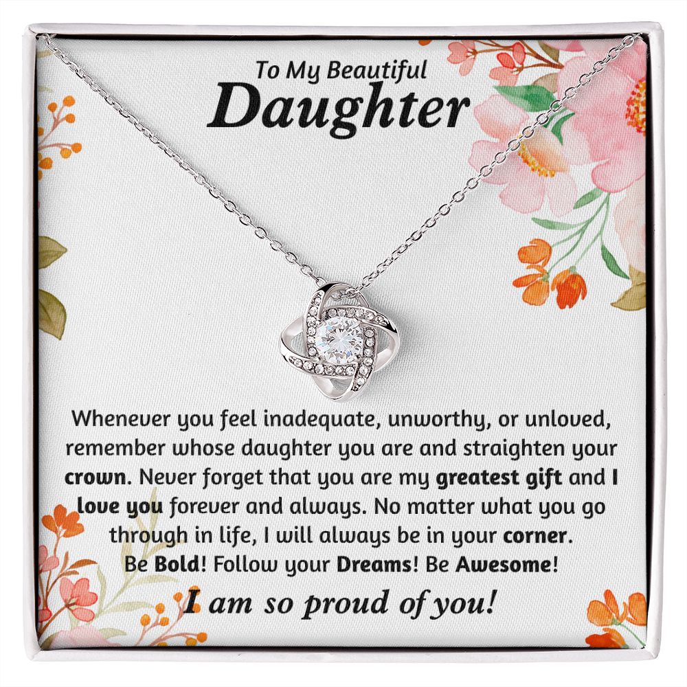 Daughter - Be Bold Be Awesome - Love Knot Necklace