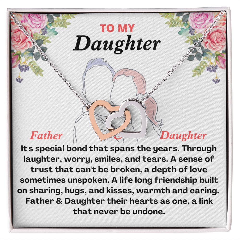 Daughter - Special Bond That Can't Be broken - Interlocking Hearts Necklace