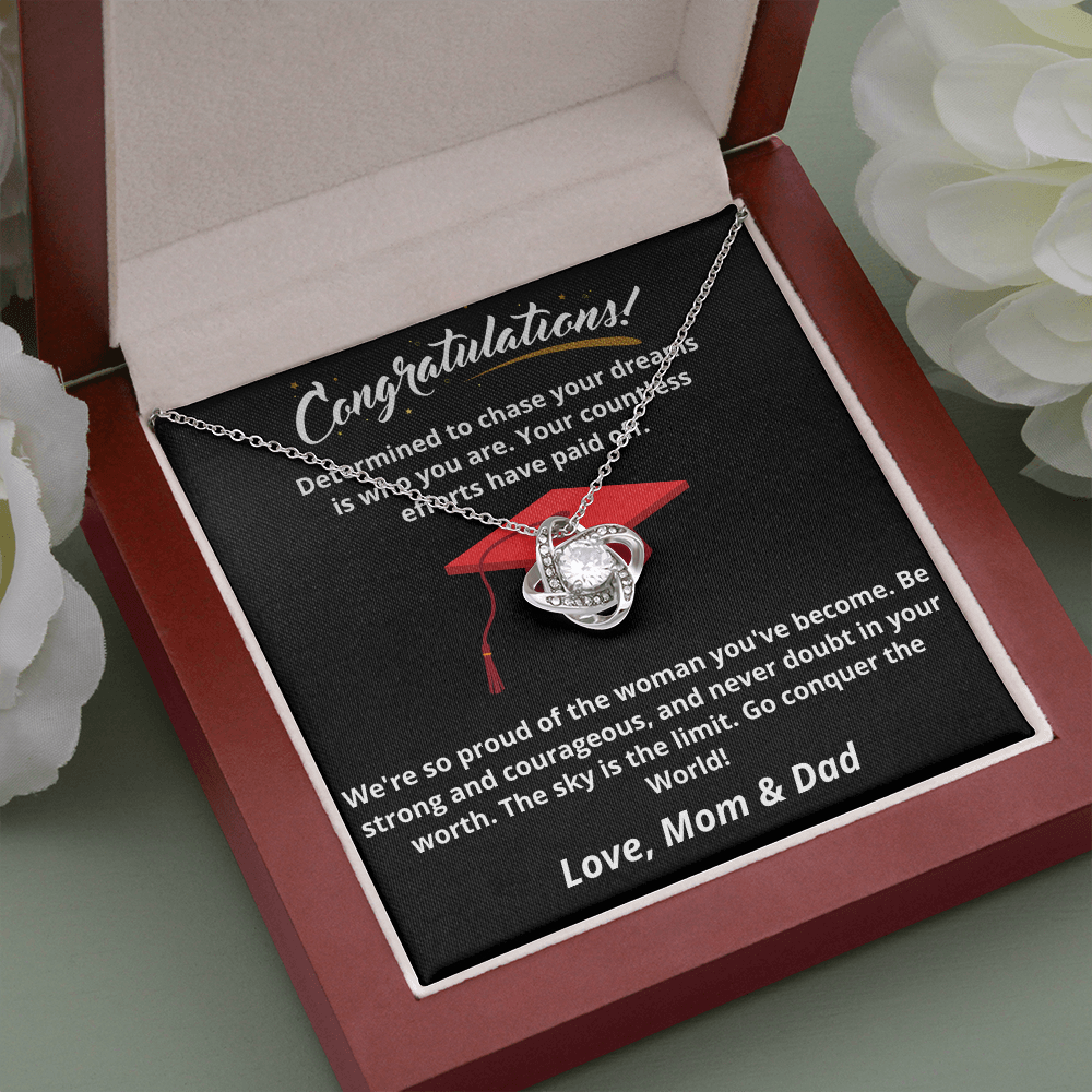 Graduation - Congratulations To Our Daughter - Love Knot Necklace